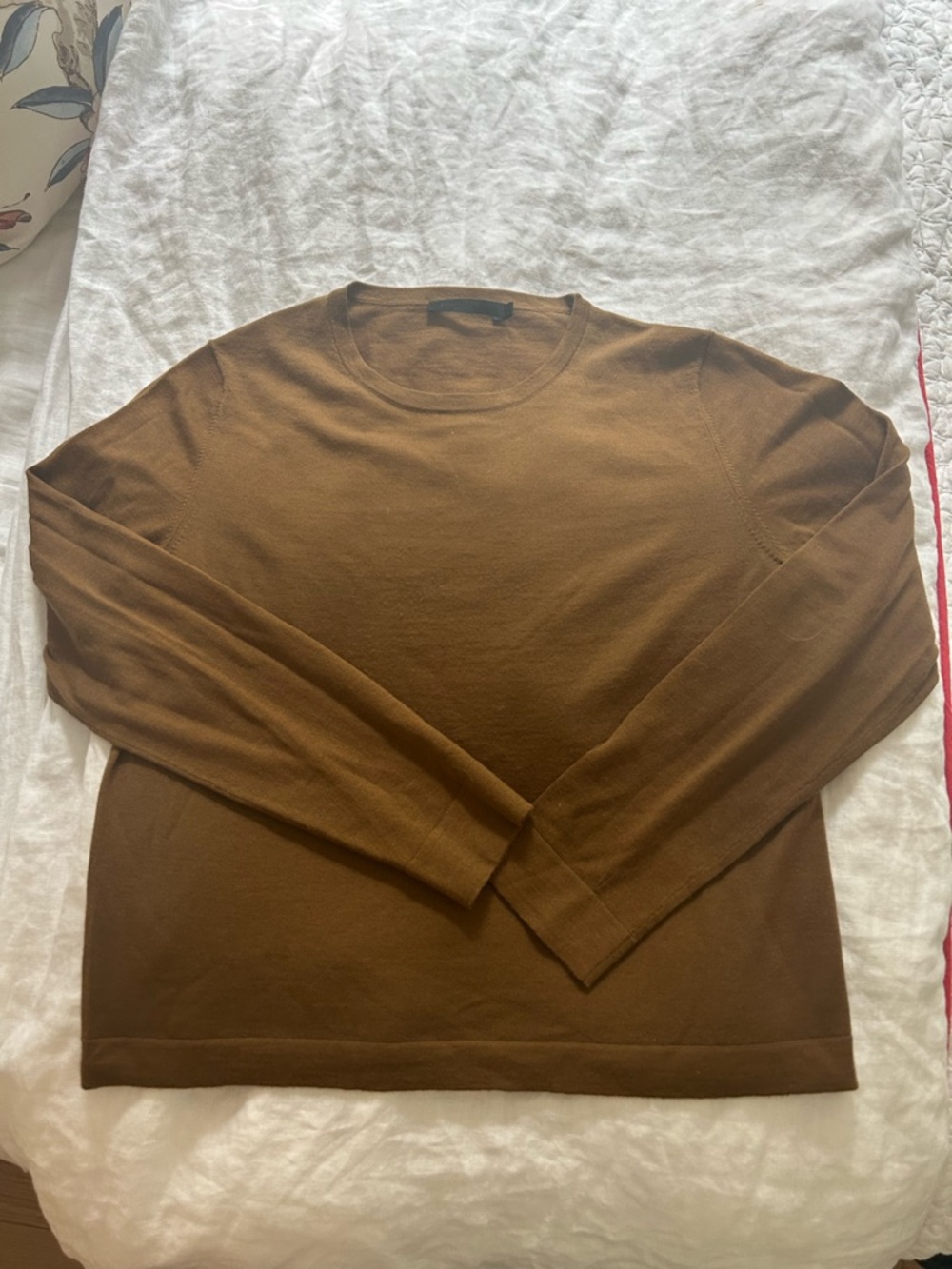 Jenni Kayne Merino Wool Crewneck Sweater in Tobacco